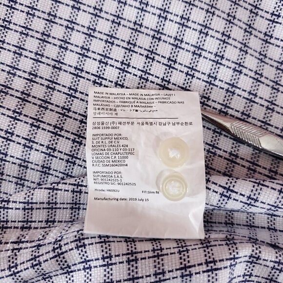 Suitsupply Mens Size 16.5L 42-7 Traveller Slim Fit LS Button Up Shirt White Blue - Picture 13 of 16